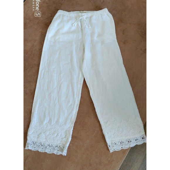 Cynthia Rowley Women's Wide Leg Pants White Large - Picture 1 of 8